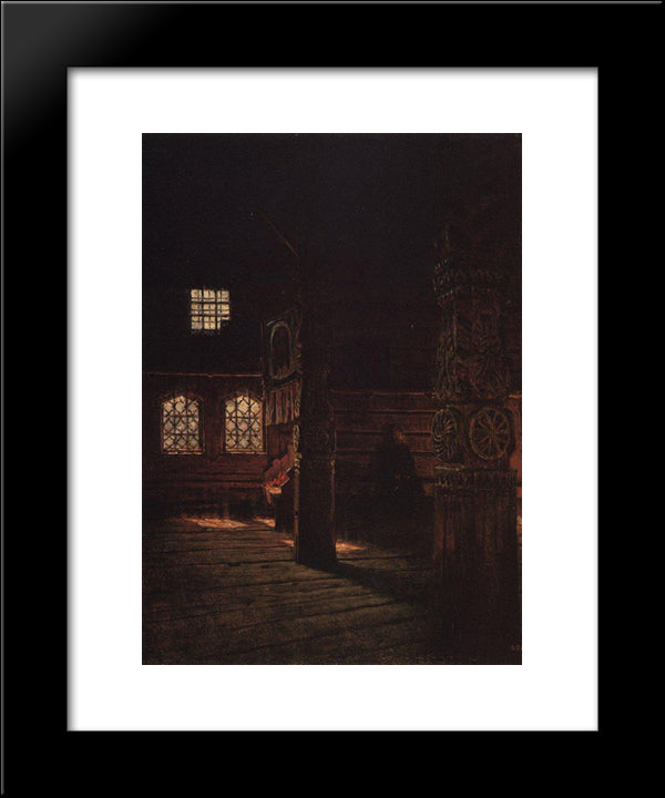 Interior Of The Wooden Church Of St. Peter And St. Paul In Puchug 20x24 Black Modern Wood Framed Art Print Poster by Vereshchagin, Vasily