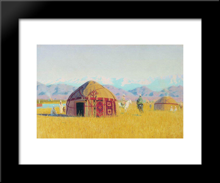 Kyrgyz Tent On The Chu River 20x24 Black Modern Wood Framed Art Print Poster by Vereshchagin, Vasily