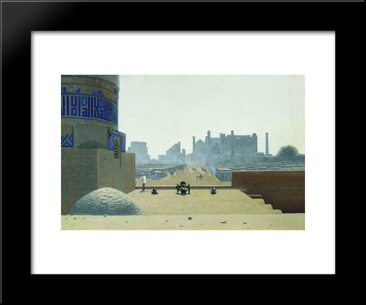 Main Street In Samarkand, From The Height Of The Citadel In The Early Morning 20x24 Black Modern Wood Framed Art Print Poster by Vereshchagin, Vasily