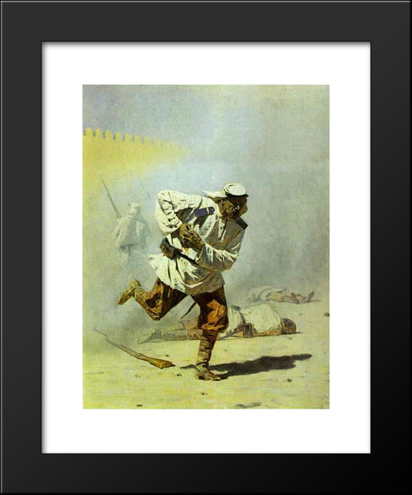 Mortally Wounded 20x24 Black Modern Wood Framed Art Print Poster by Vereshchagin, Vasily