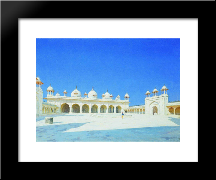 Moti Masjid (Pearl Mosque), Agra 20x24 Black Modern Wood Framed Art Print Poster by Vereshchagin, Vasily