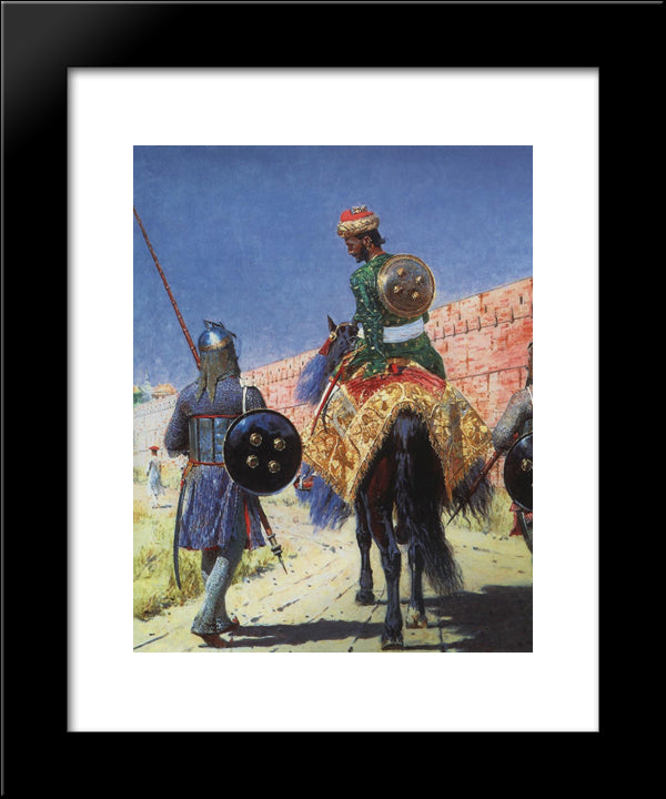 Mounted Warrior In Jaipur 20x24 Black Modern Wood Framed Art Print Poster by Vereshchagin, Vasily