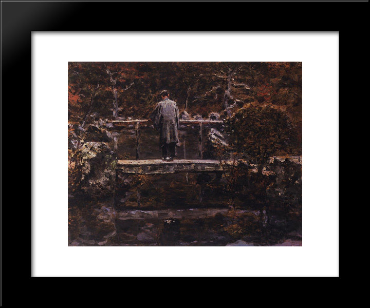 On The Bridge 20x24 Black Modern Wood Framed Art Print Poster by Vereshchagin, Vasily