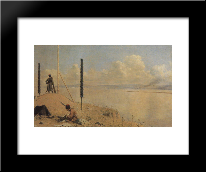 Picket On The Danube 20x24 Black Modern Wood Framed Art Print Poster by Vereshchagin, Vasily