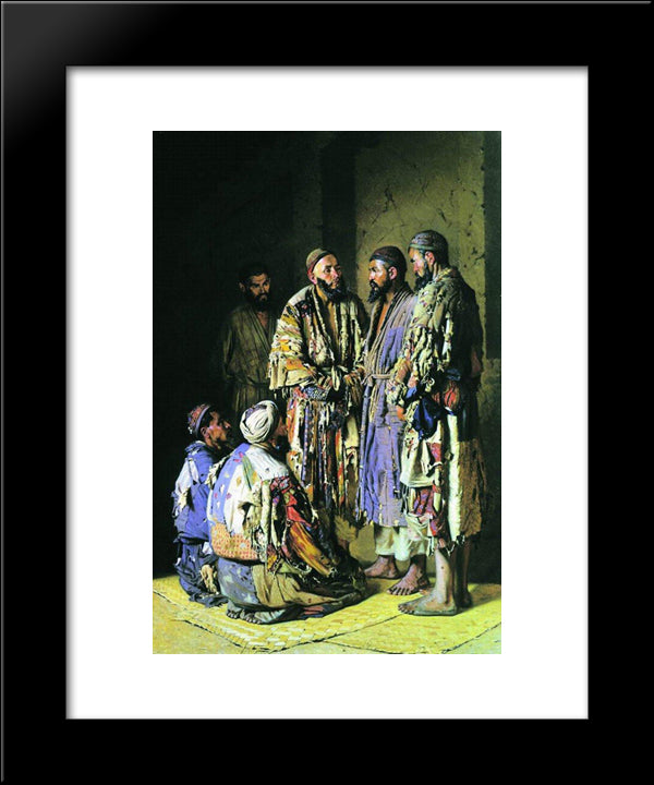 Politicians In Opium Shop. Tashkent. 20x24 Black Modern Wood Framed Art Print Poster by Vereshchagin, Vasily