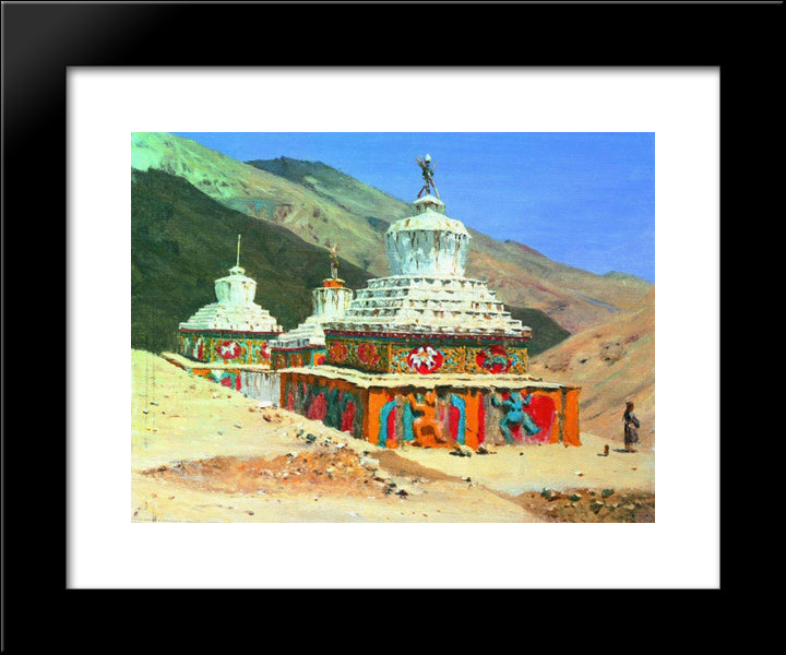 Posthumous Monuments In Ladakh 20x24 Black Modern Wood Framed Art Print Poster by Vereshchagin, Vasily
