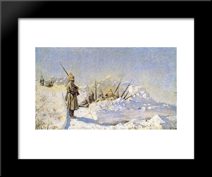 Snowy Trenches (Russian Position On The Shipka Pass) 20x24 Black Modern Wood Framed Art Print Poster by Vereshchagin, Vasily