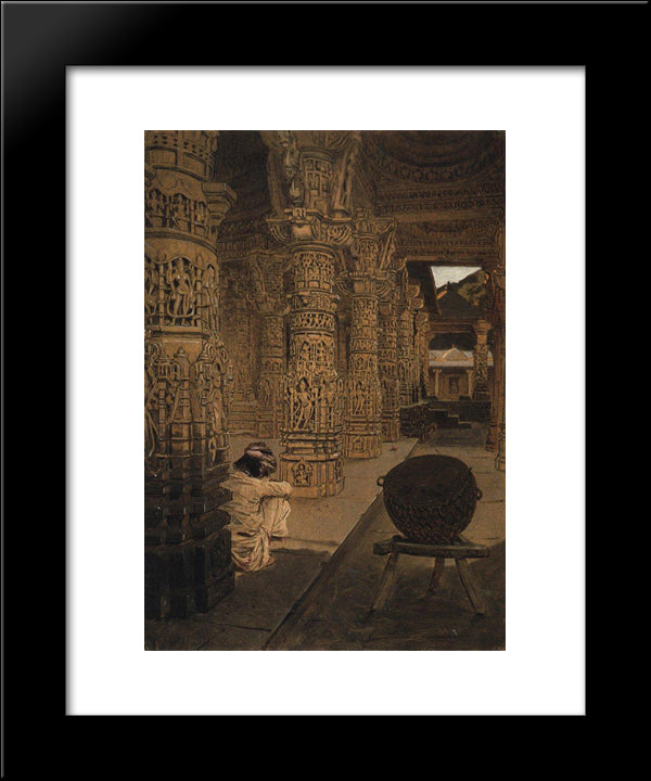 The Colonnade In The Jain Temple At Mount Abu In The Evening 20x24 Black Modern Wood Framed Art Print Poster by Vereshchagin, Vasily