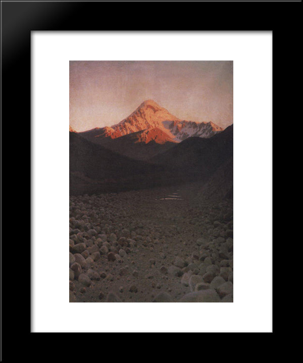 The Mount Kazbek 20x24 Black Modern Wood Framed Art Print Poster by Vereshchagin, Vasily