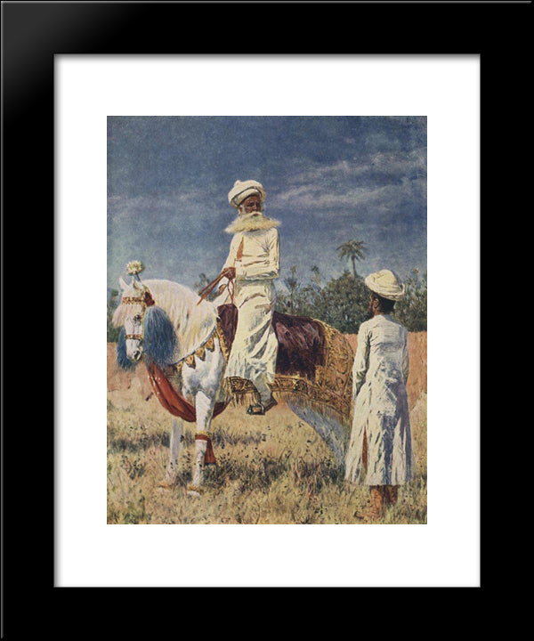 The Rider In Jaipur 20x24 Black Modern Wood Framed Art Print Poster by Vereshchagin, Vasily