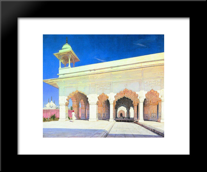 Throne Hall Of The Great Mughal Shah Jahan And Aurang-Zeb In Delhi Fort 20x24 Black Modern Wood Framed Art Print Poster by Vereshchagin, Vasily