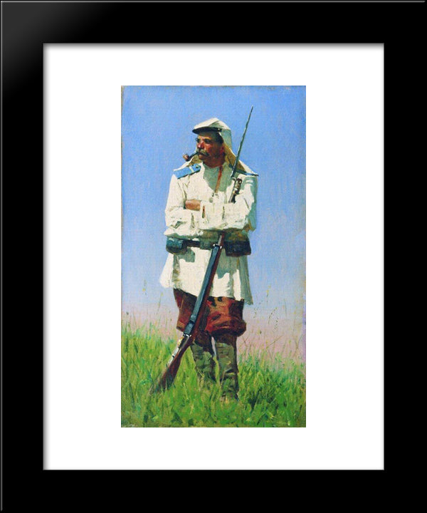 Turkestan Soldiers In The Winter Form 20x24 Black Modern Wood Framed Art Print Poster by Vereshchagin, Vasily