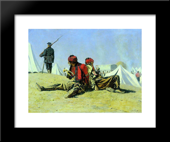 Two Hawks (Bashi-Bazouk) 20x24 Black Modern Wood Framed Art Print Poster by Vereshchagin, Vasily