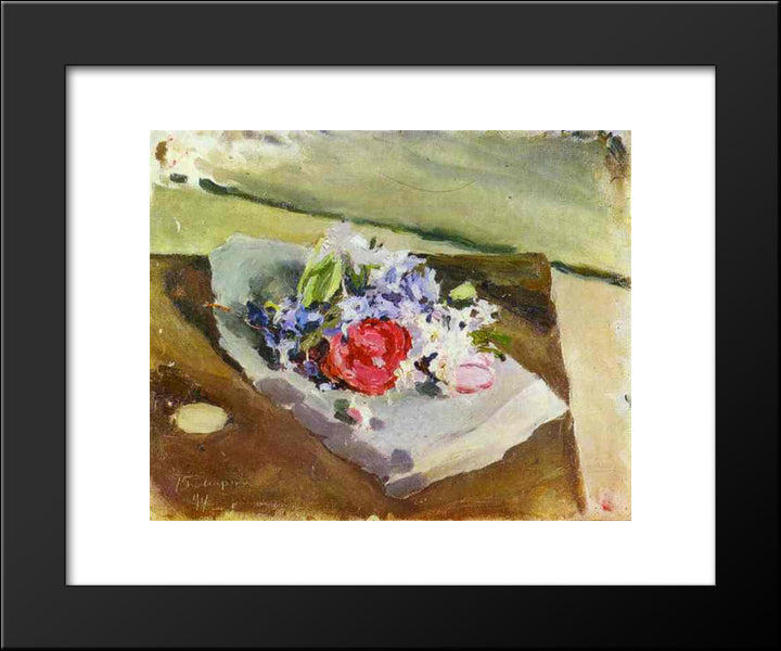 Flowers 20x24 Black Modern Wood Framed Art Print Poster by Borisov Musatov, Victor
