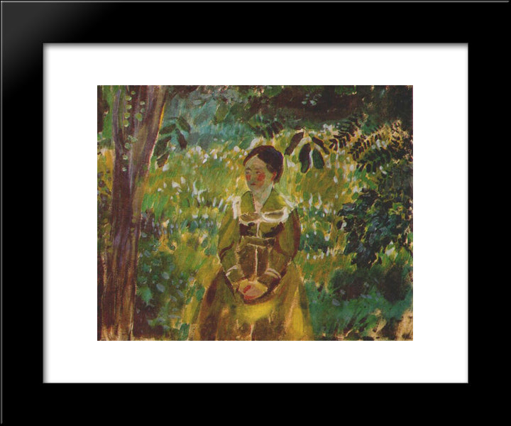 Lady In A Garden 20x24 Black Modern Wood Framed Art Print Poster by Borisov Musatov, Victor