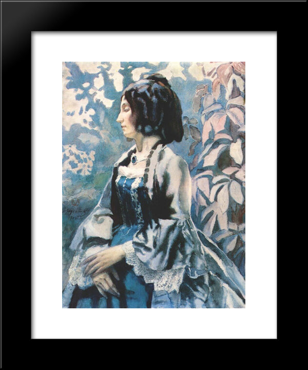 Lady In Blue 20x24 Black Modern Wood Framed Art Print Poster by Borisov Musatov, Victor