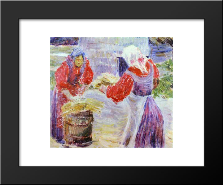 Peasant Women 20x24 Black Modern Wood Framed Art Print Poster by Borisov Musatov, Victor
