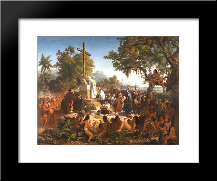 A Primeira Missa No Brasil 20x24 Black Modern Wood Framed Art Print Poster by Meirelles, Victor