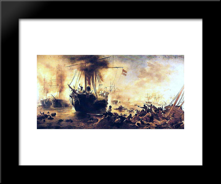 O Combate Naval Do Riachuelo 20x24 Black Modern Wood Framed Art Print Poster by Meirelles, Victor