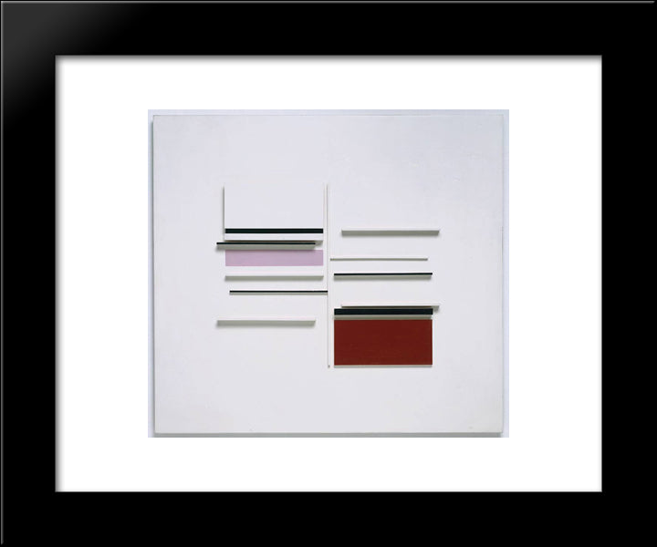 Abstract In White, Black, Indian And Lilac 20x24 Black Modern Wood Framed Art Print Poster by Pasmore, Victor