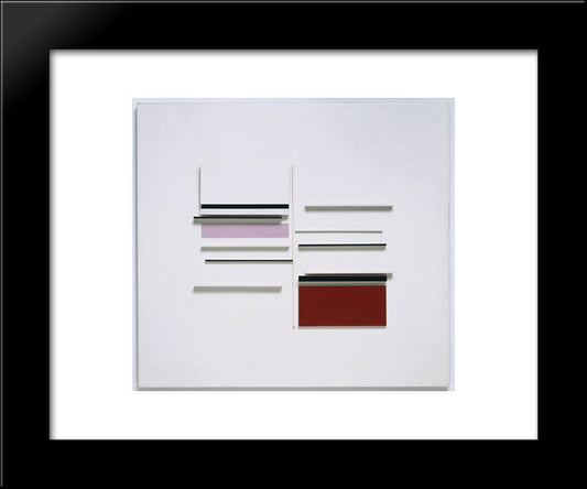 Abstract In White, Black, Indian And Lilac 20x24 Black Modern Wood Framed Art Print Poster by Pasmore, Victor
