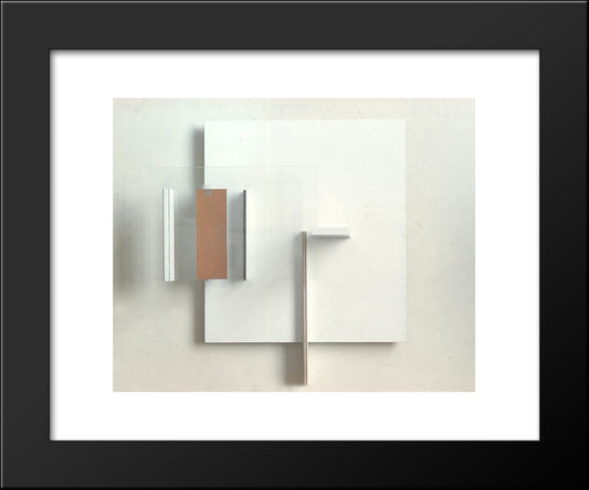 Abstract In White, Black And Ochre 20x24 Black Modern Wood Framed Art Print Poster by Pasmore, Victor