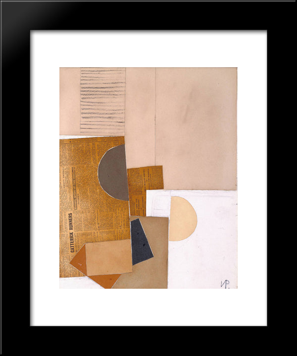 Abstract In White, Grey And Ochre 20x24 Black Modern Wood Framed Art Print Poster by Pasmore, Victor