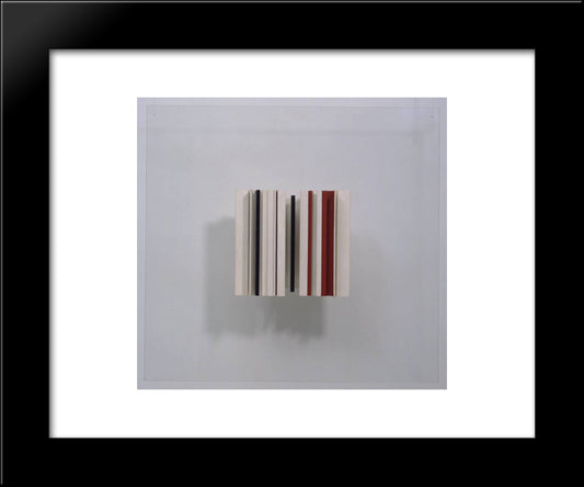 Relief Construction In White, Black And Maroon 20x24 Black Modern Wood Framed Art Print Poster by Pasmore, Victor