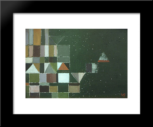 Square Motif Green & Lilac 20x24 Black Modern Wood Framed Art Print Poster by Pasmore, Victor