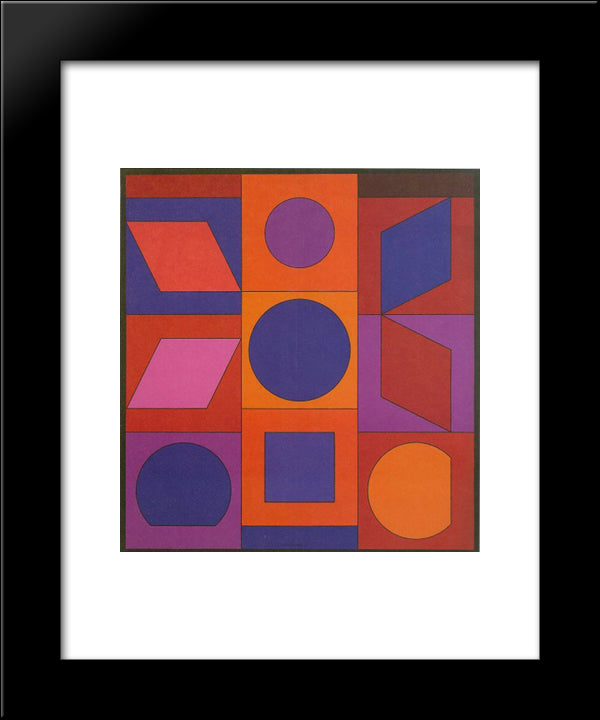 Alphabet Vr 20x24 Black Modern Wood Framed Art Print Poster by Vasarely, Victor