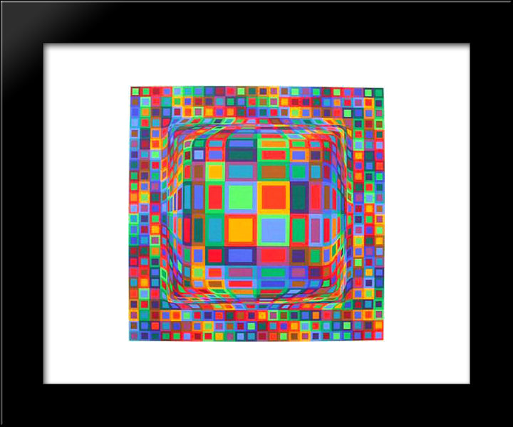 Ond - Dva 20x24 Black Modern Wood Framed Art Print Poster by Vasarely, Victor