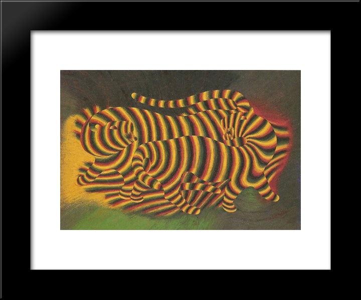 Tigres 20x24 Black Modern Wood Framed Art Print Poster by Vasarely, Victor