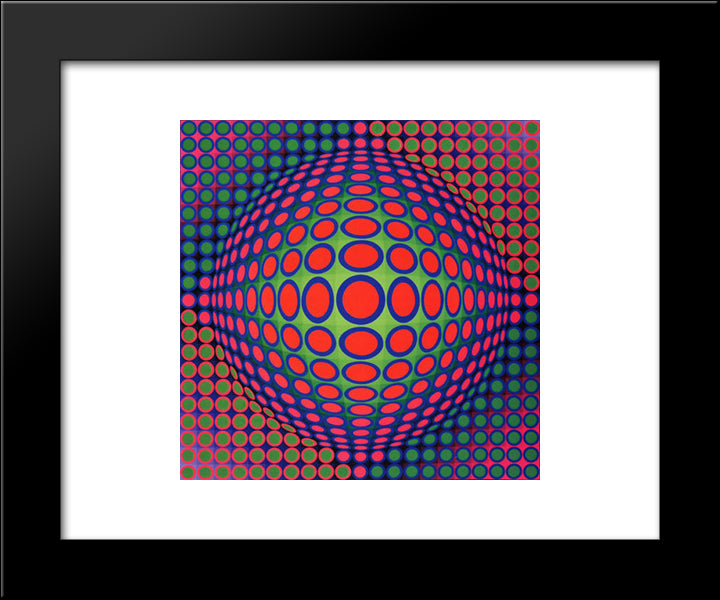 Vega 200 20x24 Black Modern Wood Framed Art Print Poster by Vasarely, Victor