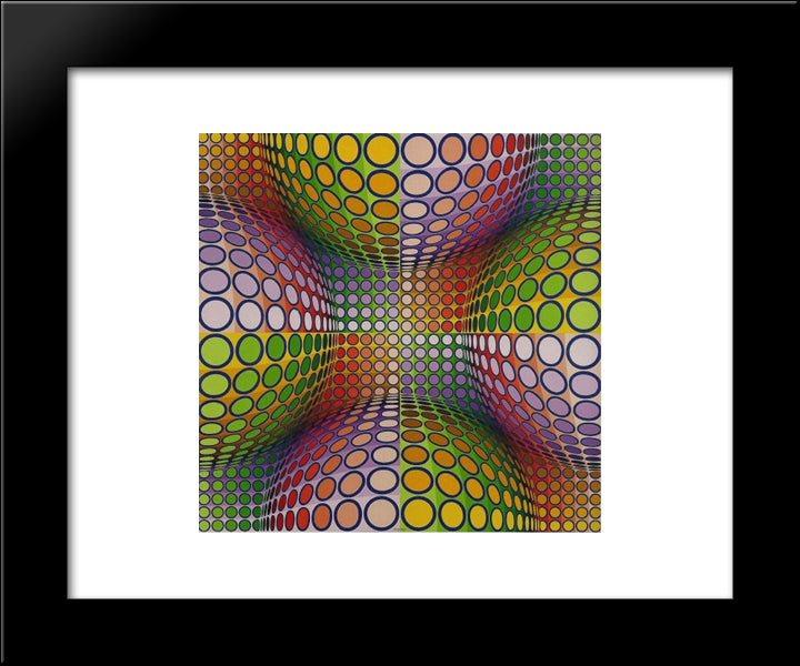 Vega - Lep 20x24 Black Modern Wood Framed Art Print Poster by Vasarely, Victor