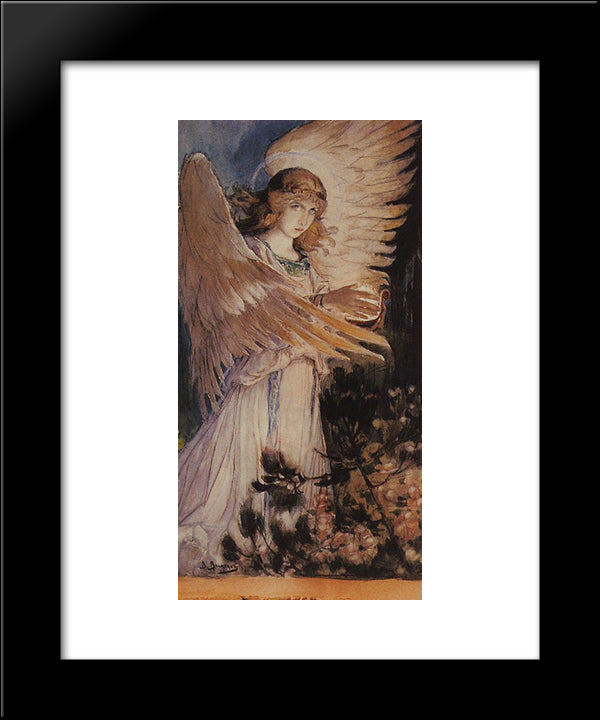 Angel With A Lamp 20x24 Black Modern Wood Framed Art Print Poster by Vasnetsov, Viktor