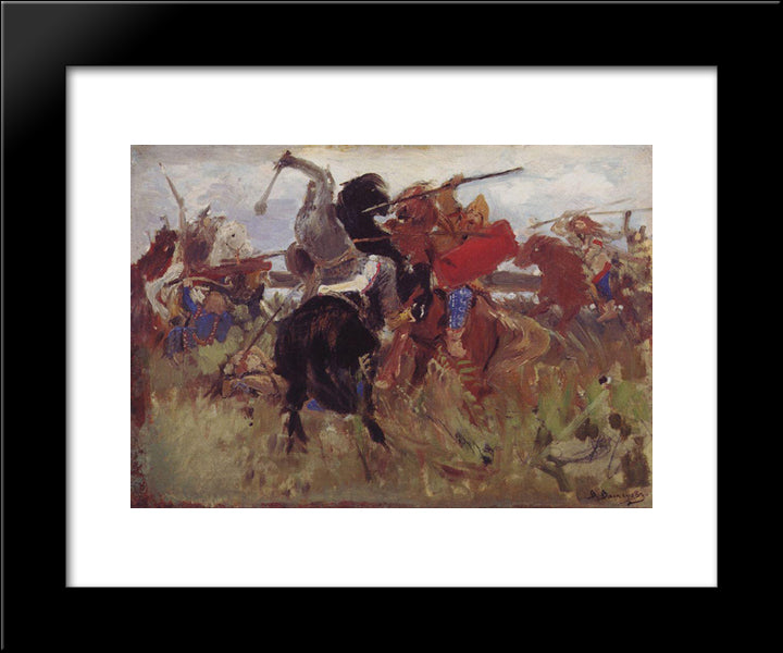 Battle Of The Scythians With The Slavs (Sketch) 20x24 Black Modern Wood Framed Art Print Poster by Vasnetsov, Viktor