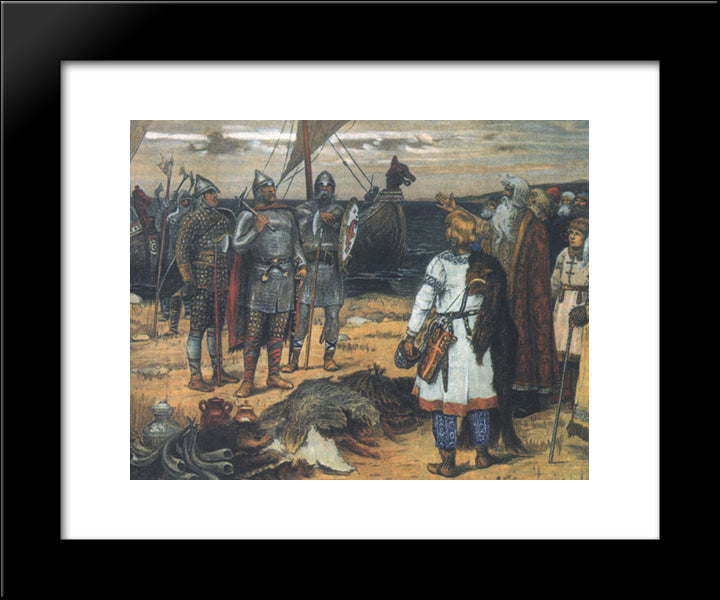 Calling Of Vikings 20x24 Black Modern Wood Framed Art Print Poster by Vasnetsov, Viktor