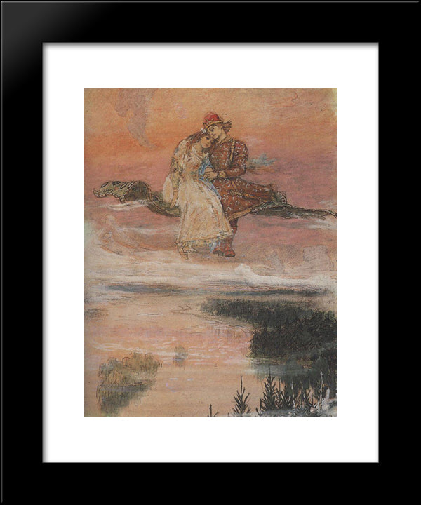 Flying Carpet 20x24 Black Modern Wood Framed Art Print Poster by Vasnetsov, Viktor