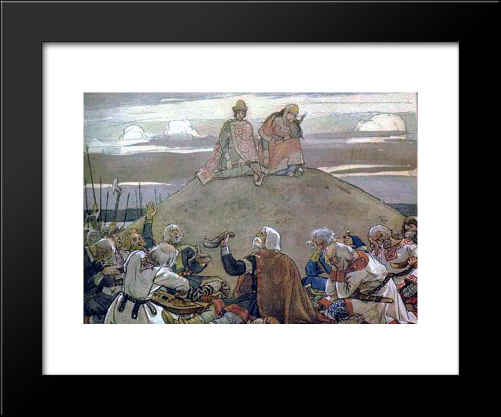 Funeral Feast For Oleg 20x24 Black Modern Wood Framed Art Print Poster by Vasnetsov, Viktor