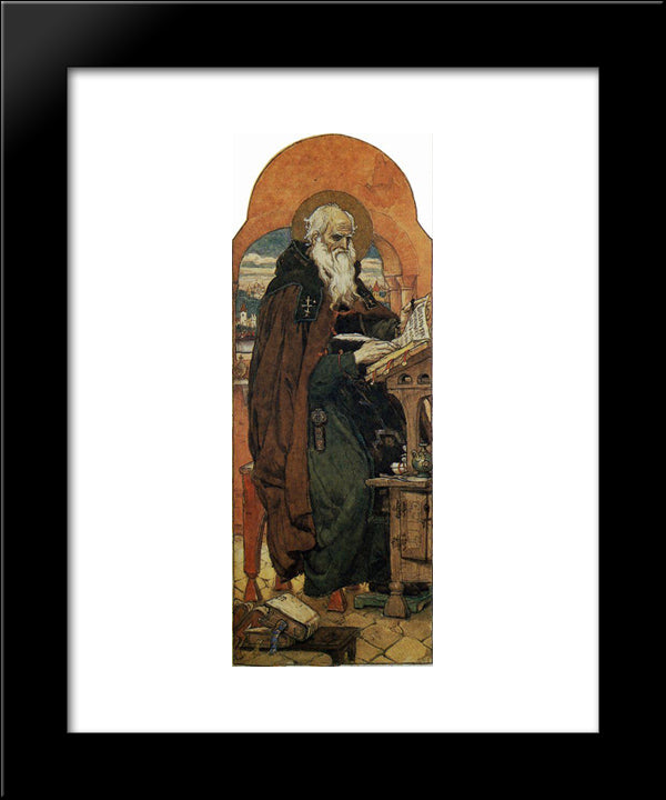 Nestor The Chronicler 20x24 Black Modern Wood Framed Art Print Poster by Vasnetsov, Viktor