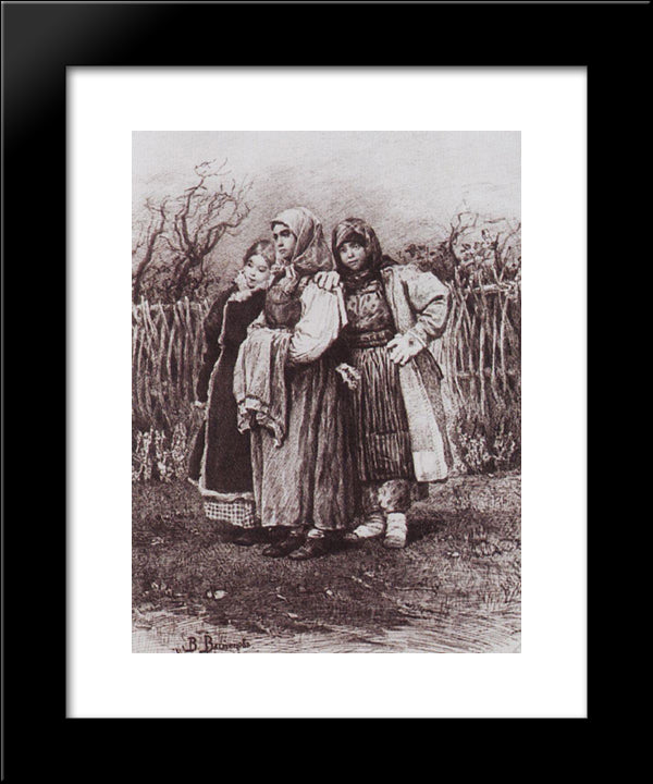 Playmates 20x24 Black Modern Wood Framed Art Print Poster by Vasnetsov, Viktor