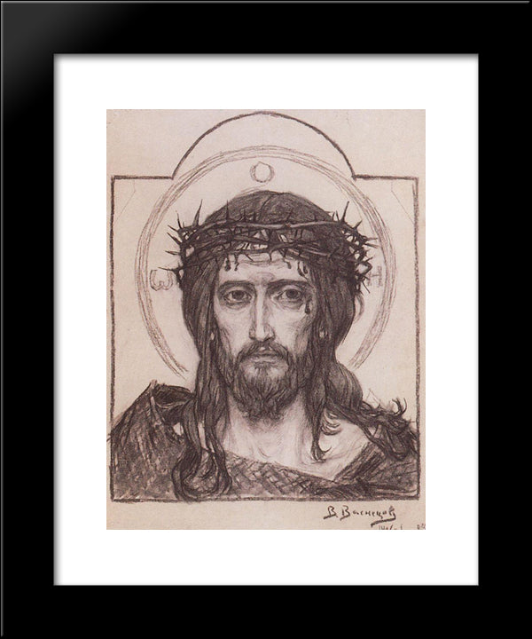 Savior In The Crown Of Thorns 20x24 Black Modern Wood Framed Art Print Poster by Vasnetsov, Viktor