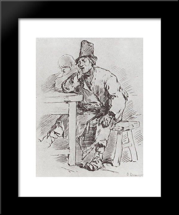 The Farmer At The Table 20x24 Black Modern Wood Framed Art Print Poster by Vasnetsov, Viktor