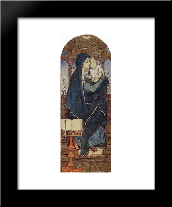 The Virgin And Child Enthroned 20x24 Black Modern Wood Framed Art Print Poster by Vasnetsov, Viktor