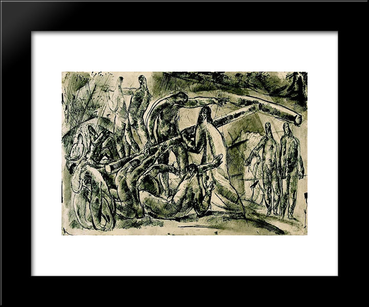 Carrying The Cross 20x24 Black Modern Wood Framed Art Print Poster by Aba Novak, Vilmos