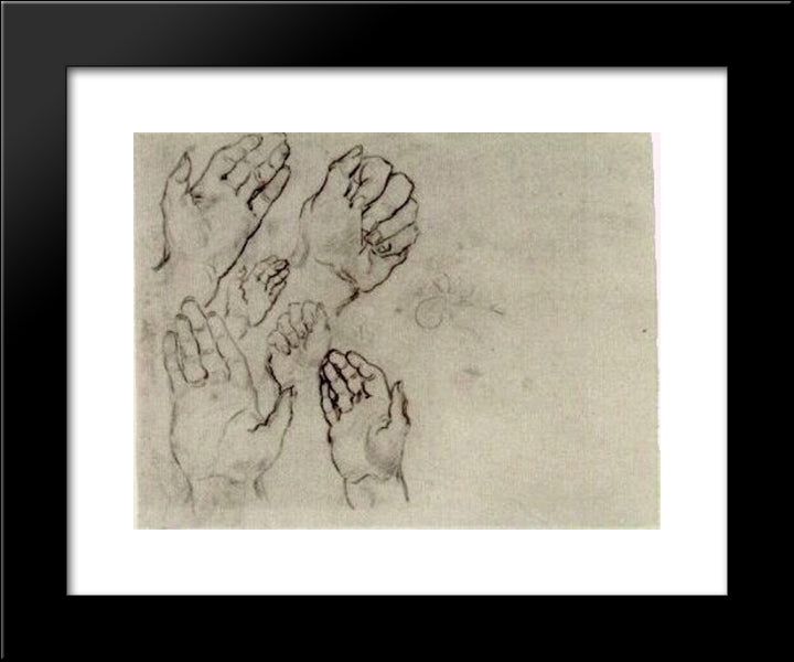 Hands 20x24 Black Modern Wood Framed Art Print Poster by Van Gogh, Vincent