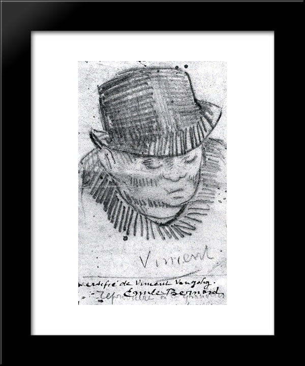Head Of A Man With Hat 20x24 Black Modern Wood Framed Art Print Poster by Van Gogh, Vincent