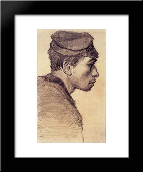 Head Of A Young Man 20x24 Black Modern Wood Framed Art Print Poster by Van Gogh, Vincent