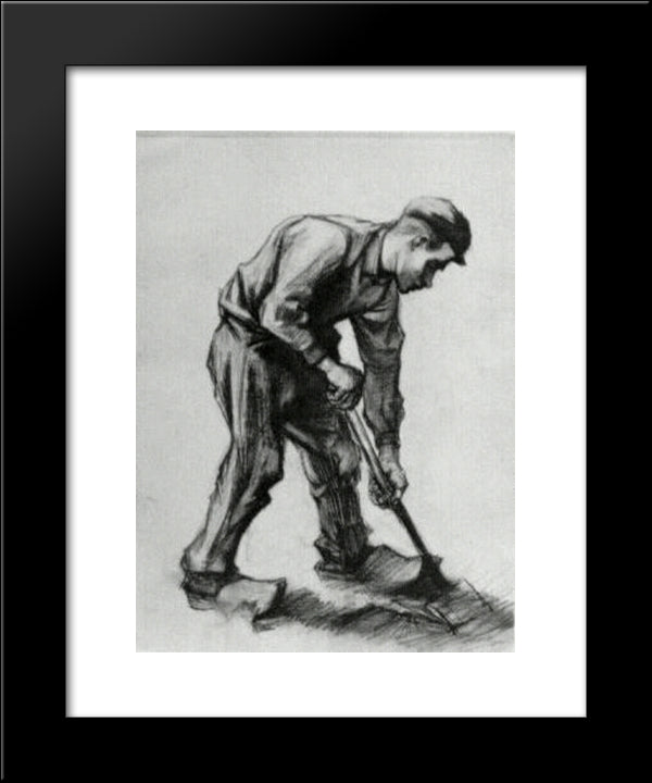 Peasant Boy, Digging 20x24 Black Modern Wood Framed Art Print Poster by Van Gogh, Vincent