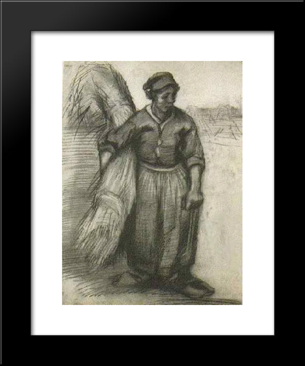 Peasant Woman, Carrying A Sheaf Of Grain 20x24 Black Modern Wood Framed Art Print Poster by Van Gogh, Vincent